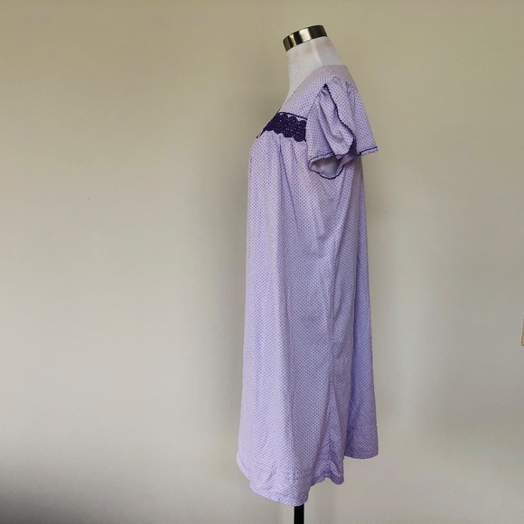 Nightgown Pullover Purple Polka Dot Short Sleeves CELESTIAL DREAMS - Picture 4 of 11
